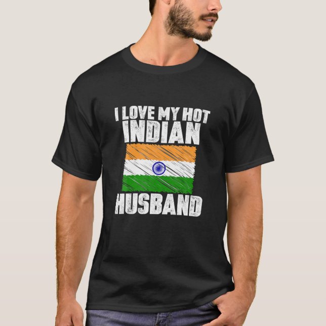 I Kärlek Min Hett Indiska Make-årsdagen Bröllop T Shirt (Framsida)