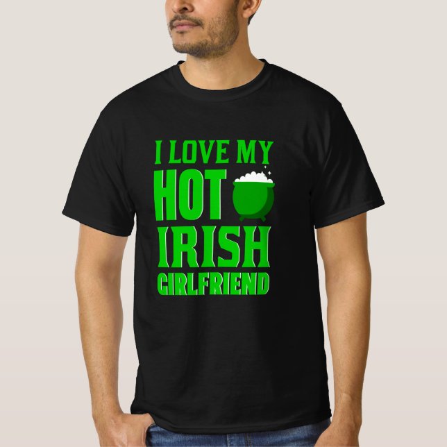 I Kärlek Min Hett Irish Girlkompis T Shirt (Framsida)