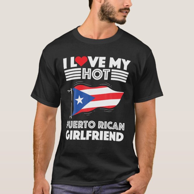 I Kärlek Min Hett Puerto Rican Girlkompis Boykompi T Shirt (Framsida)