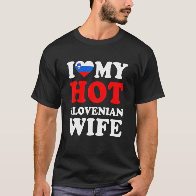 I kärlek Min Hett Slovenska frun Make T Shirt (Framsida)