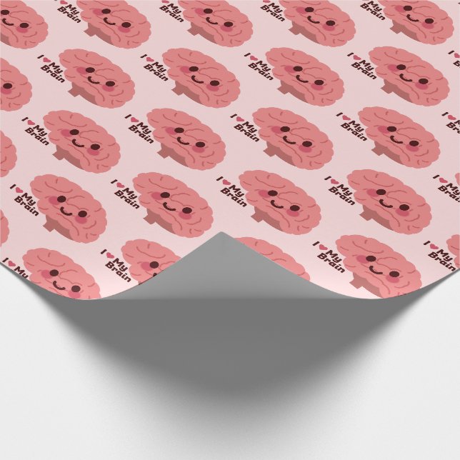 I Kärlek Min hjärna - Cute Smiling Brain Presentpapper (Hörn)