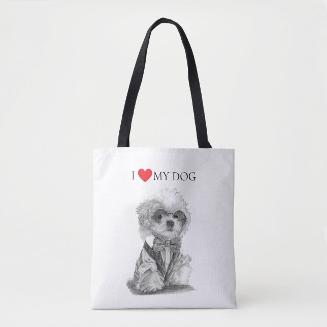 I kärlek min hund Bichon frisé Tygkasse (Framsida)