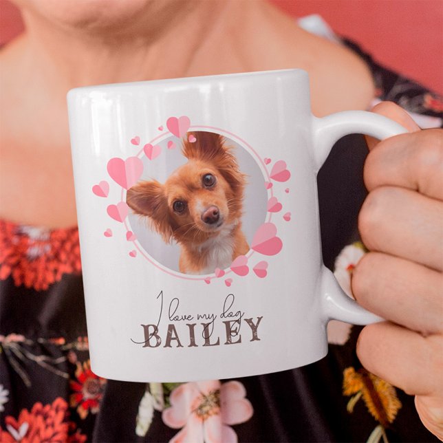 I Kärlek Min Hund Cat Pet med Anpassningsbar Photo Mugg (I Love My Dog Mug)