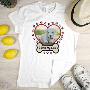 I Kärlek min Hund Cute Red Heart Photo Beige Bone  T Shirt