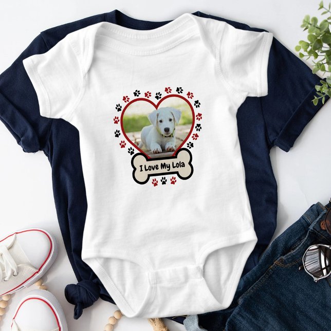 I Kärlek min Hund Cute Red Heart Photo Beige Bone  T Shirt (Skapare uppladdad)