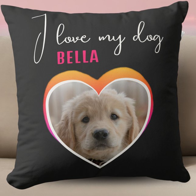 I kärlek min Hund Heart Pet Photo Namn Black Kudde (Skapare uppladdad)