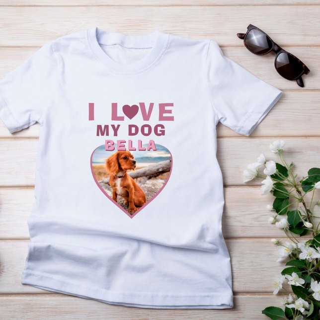I kärlek min Hund Heart Photo Hund Namn T Shirt (Skapare uppladdad)