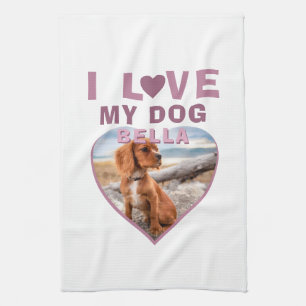 I kärlek min Hund Heart Photo Pet Namn Kökshandduk