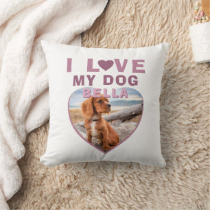 I kärlek min Hund Heart Photo Pet Namn Kudde