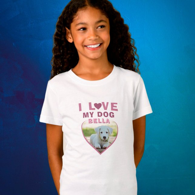 I kärlek min Hund Heart Photo Pet Namn T Shirt (Skapare uppladdad)