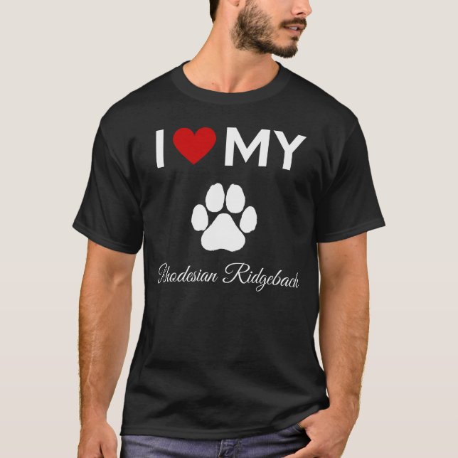 I kärlek min hund om Rhodesian Ridgeback T Shirt (Framsida)