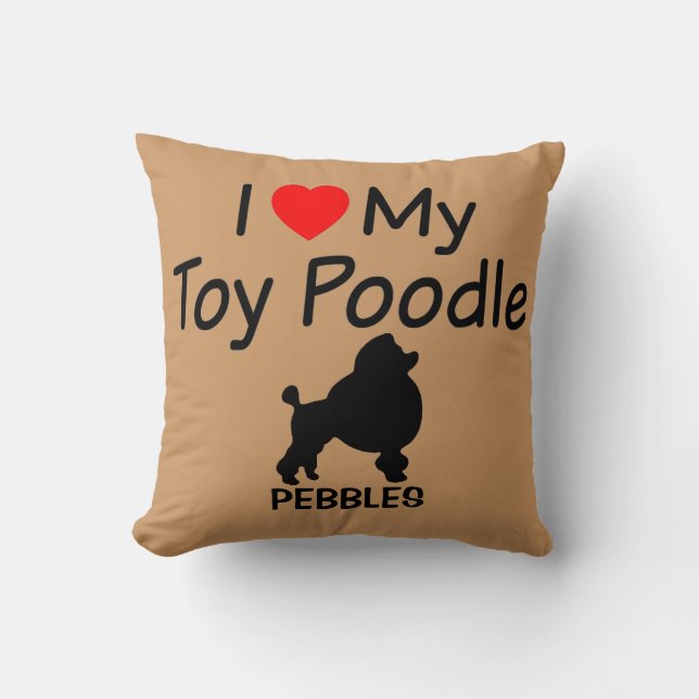 I Kärlek Min Hund Pillow Leksak Pudel Kudde (Framsida)