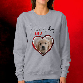 I kärlek min Hund Red Heart Pet Photo Namn T Shirt