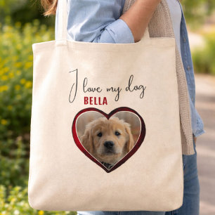 I kärlek min Hund Red Heart Pet Photo Namn Tygkasse