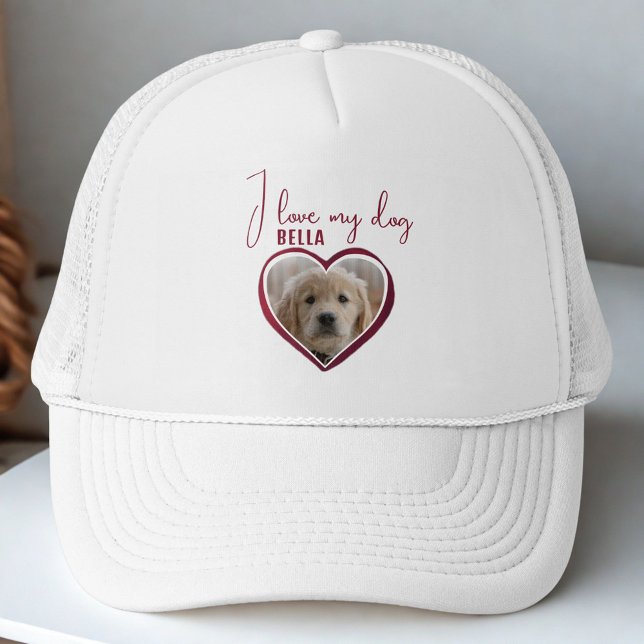 I kärlek min Hund Red Heart Photo Pet Namn Keps (Skapare uppladdad)