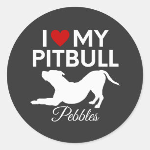 I kärlek min hund-text för eget namn på pitbull runt klistermärke