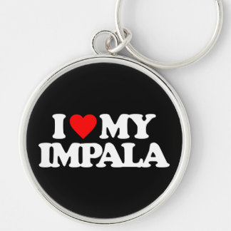 I KÄRLEK MIN IMPALA RUND SILVERFÄRGAD NYCKELRING