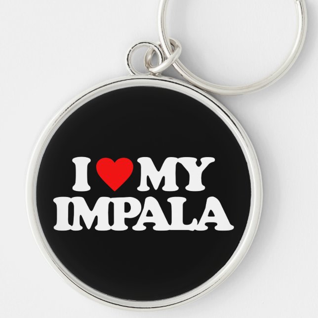 I KÄRLEK MIN IMPALA RUND SILVERFÄRGAD NYCKELRING (Framsidan)