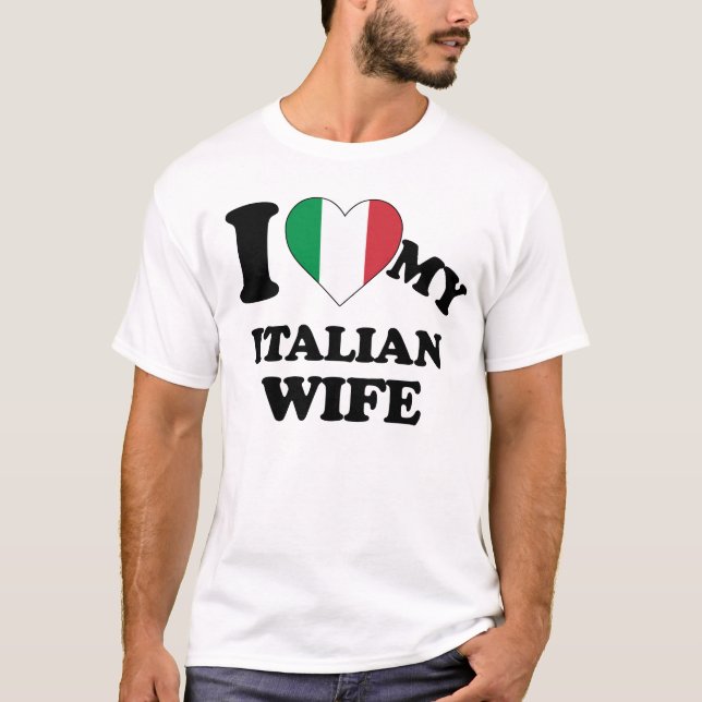 I kärlek min italienska fru t shirt (Framsida)