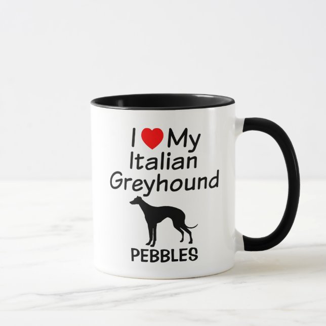 I Kärlek Min italienska Greyhound Hund Mugg (Höger)