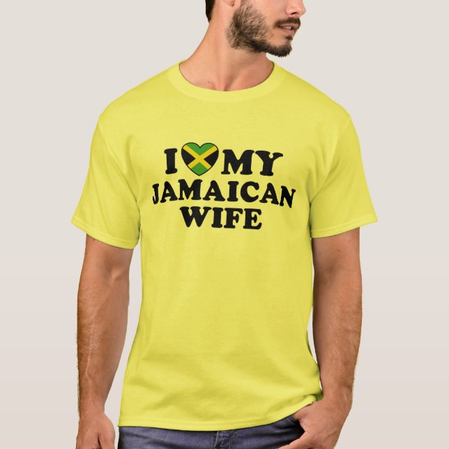 I Kärlek Min Jamaican-fru T Shirt (Framsida)