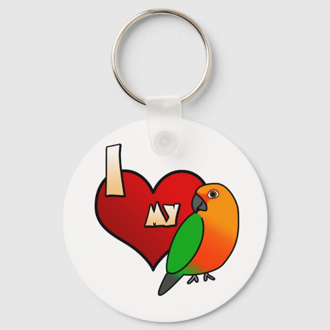 I Kärlek min Jenday Conure Keychain Nyckelring (Framsida)