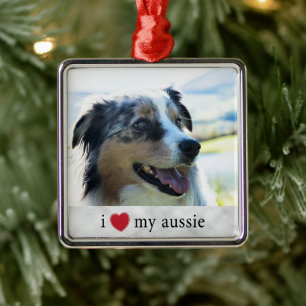 I kärlek min jul i Aussie Australian shepherd Julgransprydnad Metall