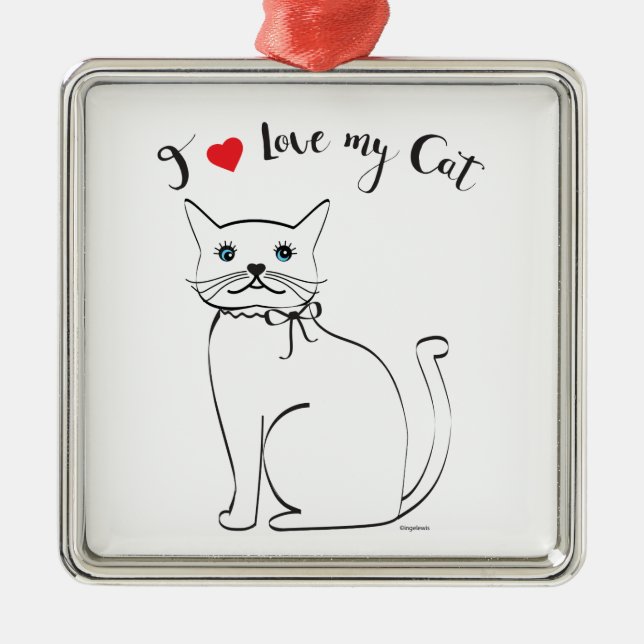 I kärlek min katt, Cute, Coola Julgransprydnad Metall (Framsidan)