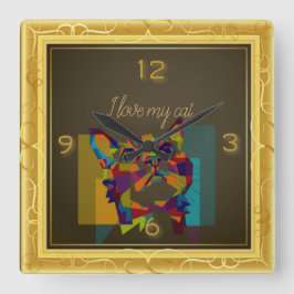I kärlek min katt fyrkantig klocka
