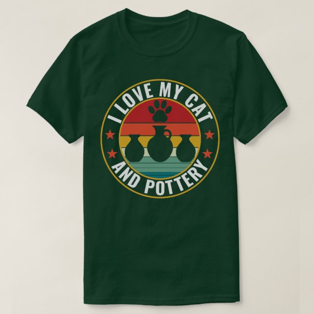 I Kärlek min katt och Pottery Funny Clay Potter T Shirt (Design framsida)