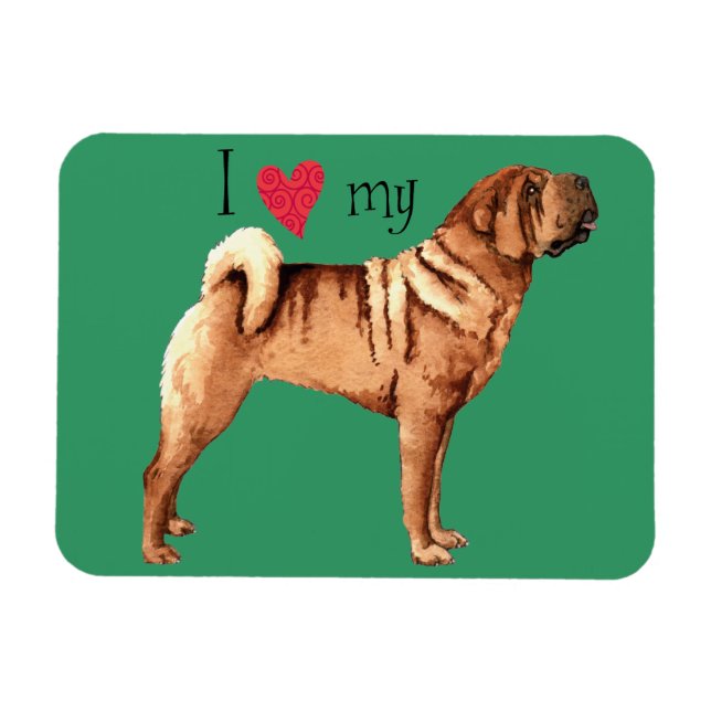 I Kärlek min kinesiska shar-Pei Magnet (Horisontell)