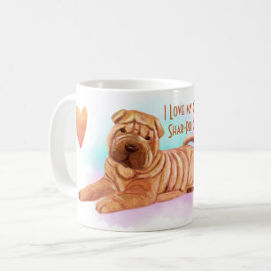 I Kärlek Min kinesiska Shar-Pei Namn Anpassningsba Kaffemugg
