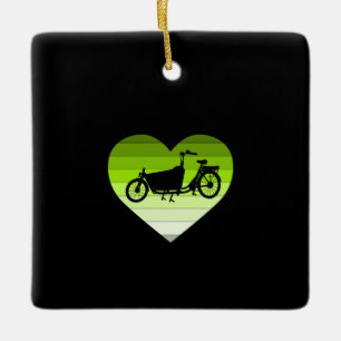 I Kärlek min last Bike-Grönt Retro Heart Julgransprydnad Keramik