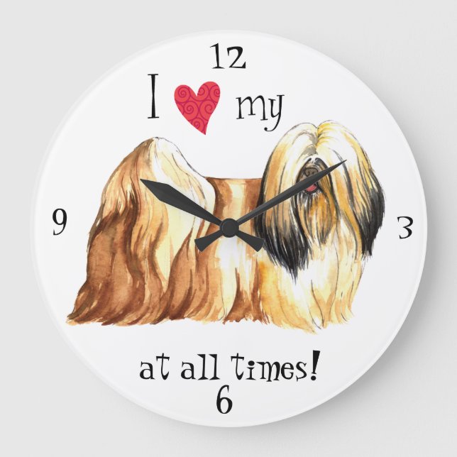 I Kärlek min Lhasa Apso Stor Klocka (Framsida)