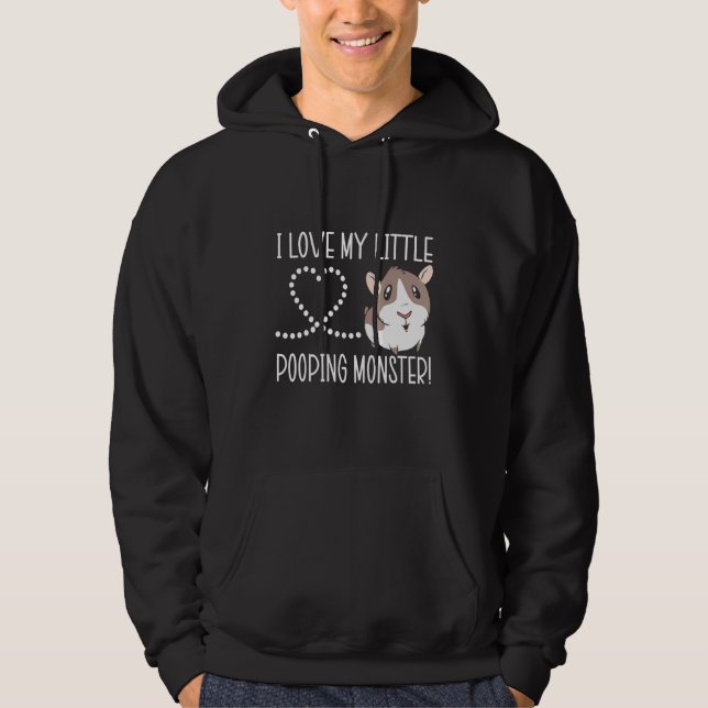I Kärlek Min lilla pooping Monster Guinea Gris Rod Hoodie (Framsida)