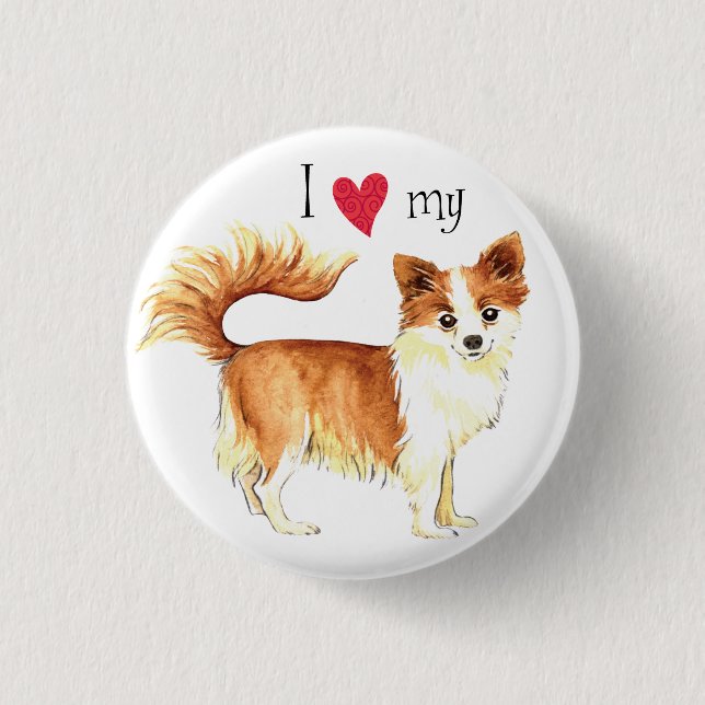 I Kärlek min Long Jacka Chihuahua Knapp (Framsida)