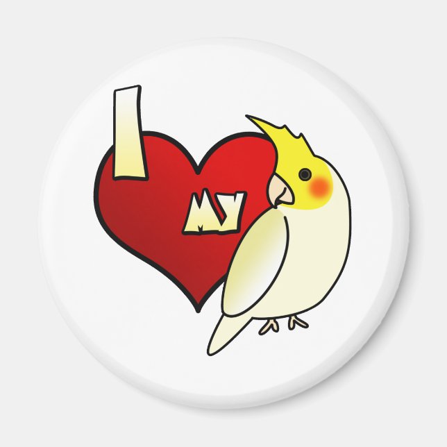 I Kärlek min Lutino Cockatiel Magnet (Framsidan)