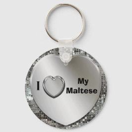 I Kärlek Min maltesiska Hjärtnyckelring Nyckelring