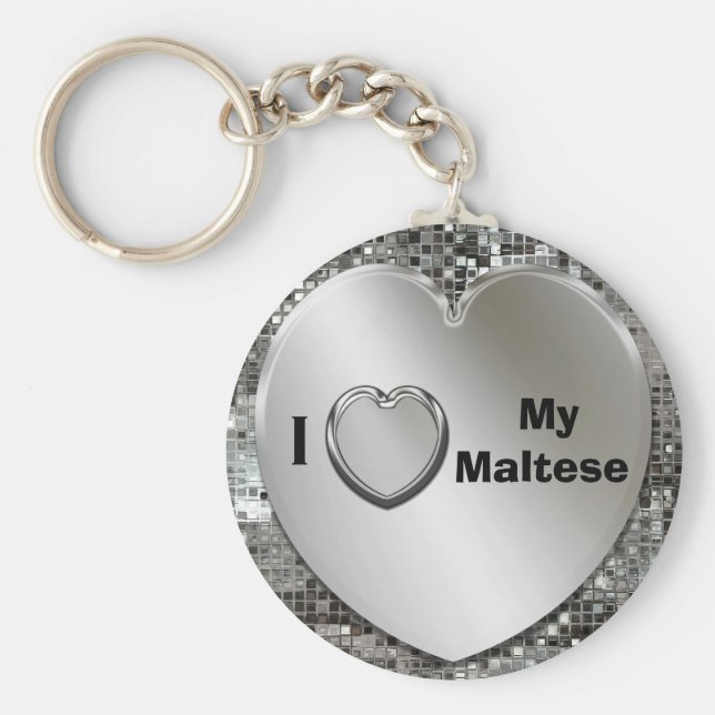 I Kärlek Min maltesiska Hjärtnyckelring Nyckelring (Framsidan)