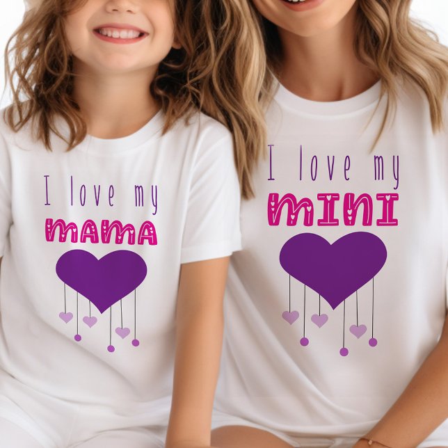 I kärlek min Mamma Bright Hearts Matching Mamma Mi T Shirt (Mommy and Me tees with love heart design .. mom and kid shirts sold separately)