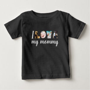 I kärlek min mamma fotot på brev svart t shirt