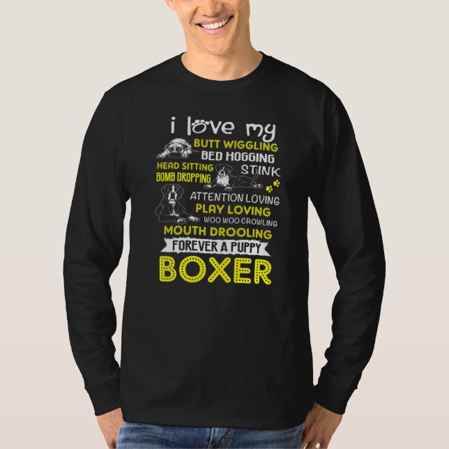 I Kärlek min marionettboxare Butt Wiggling Funny B T Shirt (Framsida)