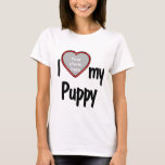 I Kärlek min mariy Cute Red Heart Hundägare T Shirt<br><div class="desc">Den här roligten kan du visa hur mycket du kärlek din marionett! Skjortan har en roligt hjärtformade fotodroppe i ram där du kan ladda upp ett foto av din egen valp. Hundälskarna kommer att falla i kärlek med roligtens anpassade t-shirt som gör att du kan ladda upp ditt eget bild....</div>