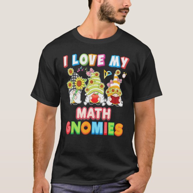 I Kärlek, min matematik Gnomies Kid Student Lärare T Shirt (Framsida)