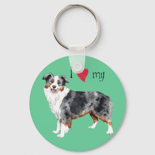 I Kärlek min Mini American Shepherd Nyckelring