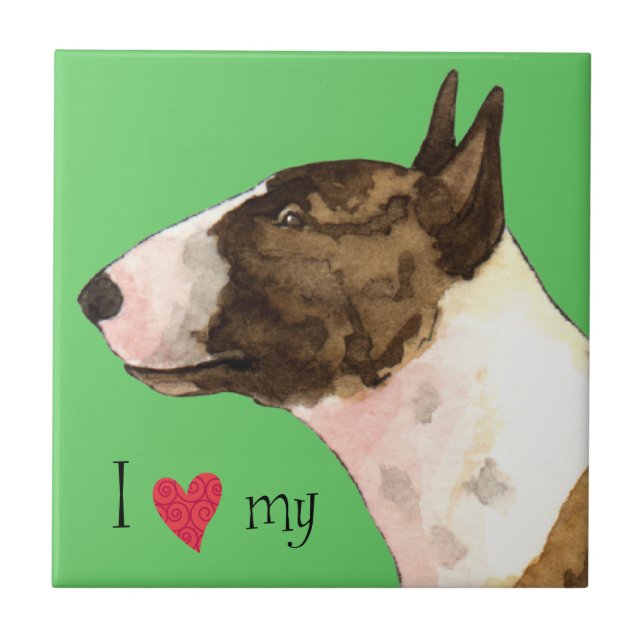 I Kärlek min Mini Bull Terrier Kakelplatta (Framsidan)