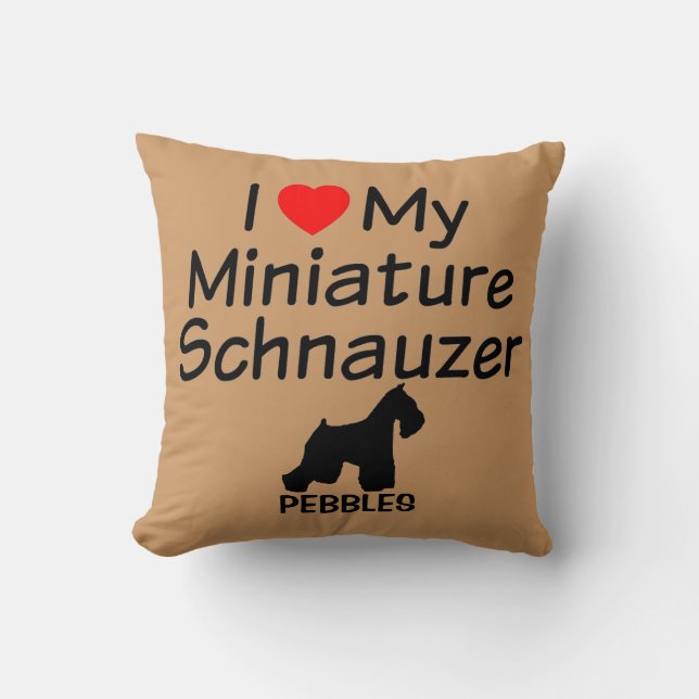 I Kärlek Min minister Schnauzer Hund Pillow Kudde (Framsida)