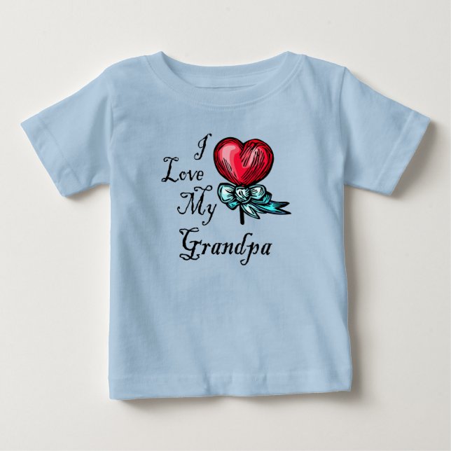 I Kärlek Min morfar Heart Lollipop Tee Shirt (Framsida)