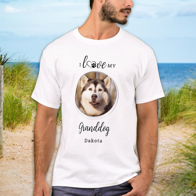 I Kärlek Min morhund Grandpa Personlig Pet Photo T Shirt (Skapare uppladdad)