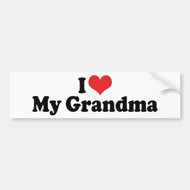 I Kärlek Min mormor Bumper Sticker Bildekal (Framsidan)